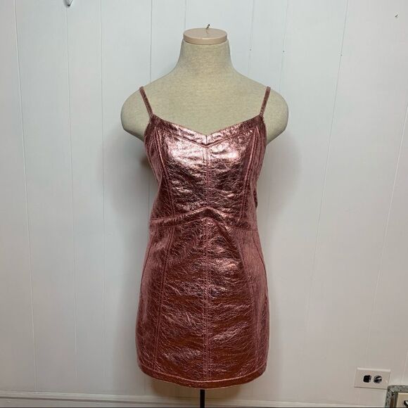 Metallic Pink Mini Dress For Love and Lemons Luna Sz XS - Picture 3 of 10